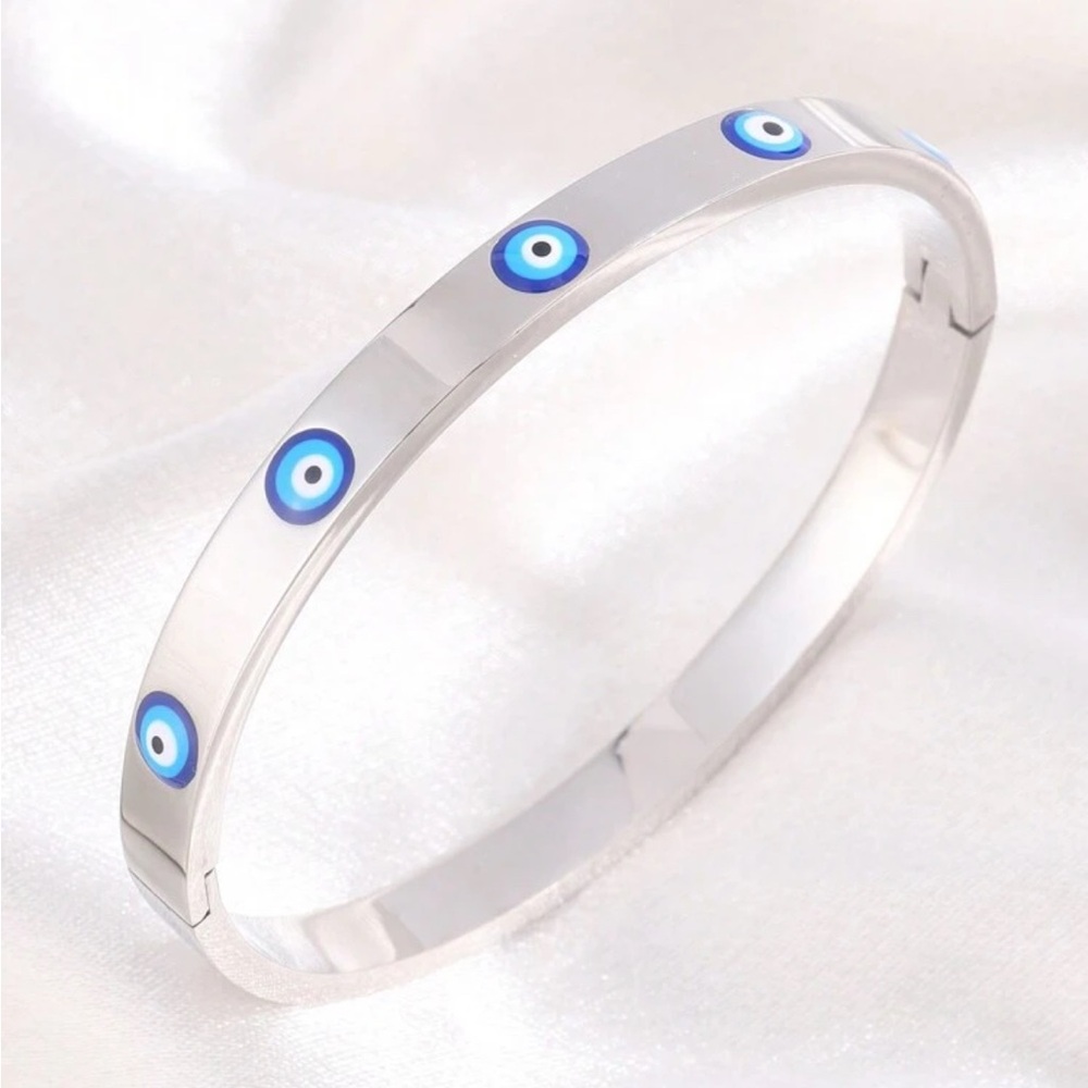 Stainless Steel Evil Eye Bangle
